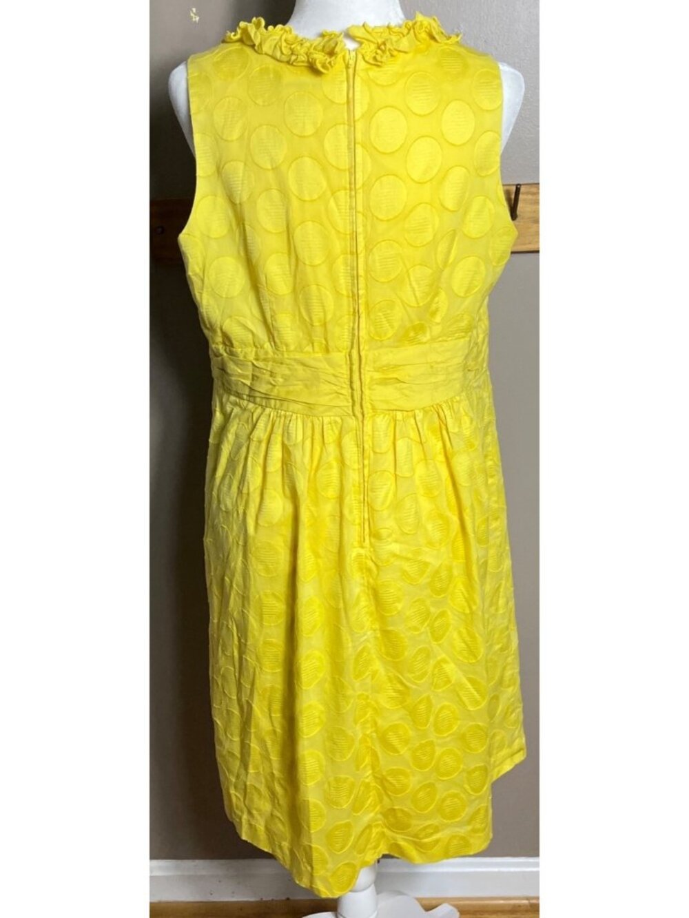 Bright Yellow Dress Fit Flare Retro 50s Twee Wedding Guest Brunch Casual Wom 16 - Picture 3 of 10
